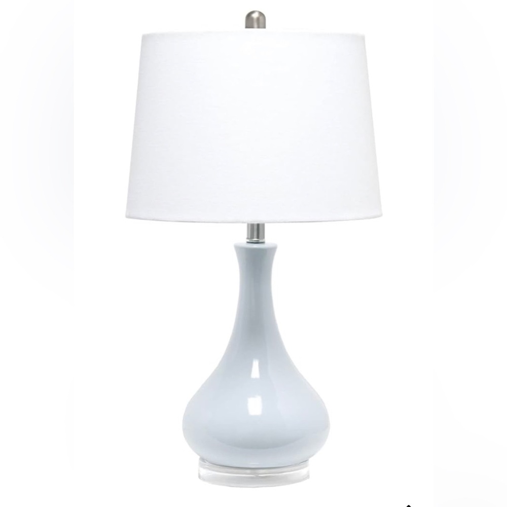 BRAND NEW Pair of Light Blue Ceramic Tear Drop Lamps